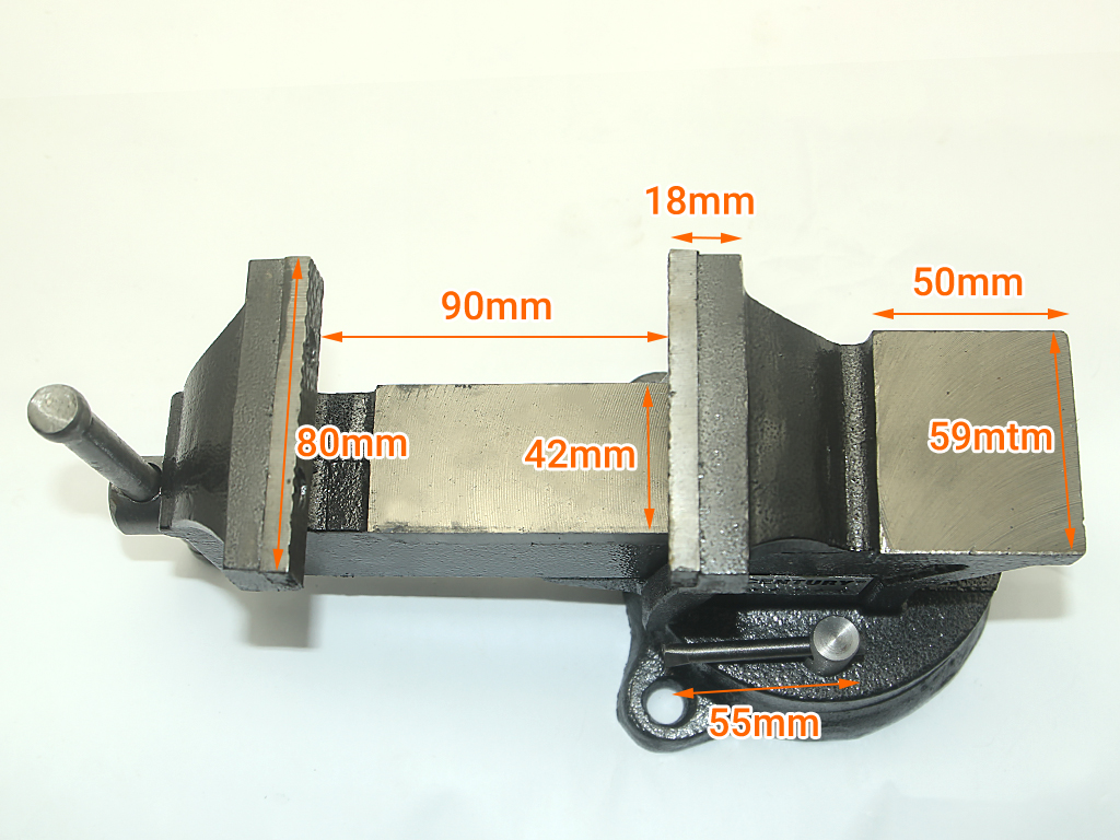 Ê tô mâm xoay có đe 3 inch độ mở tối đa 90mm tặng kèm 1 đôi găng tay bảo hộ cảm ứng