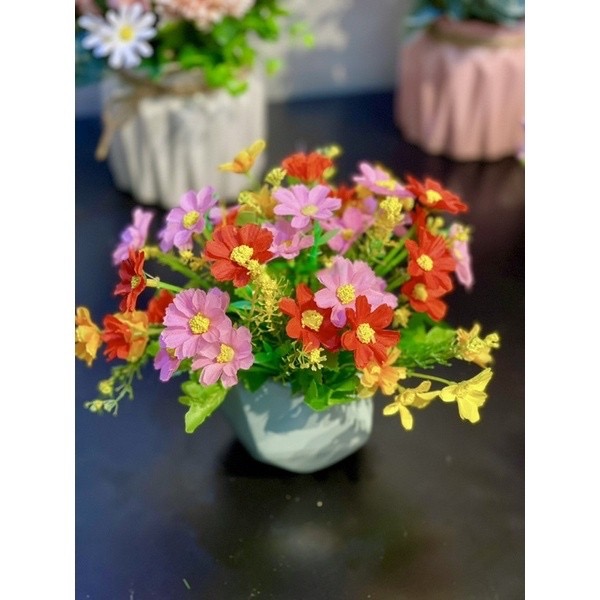 Bình hoa giả để bàn đồng giá - cao từ 15cm đến 18cm - Cây giả, hoa lụa Decor trang trí nhà cửa