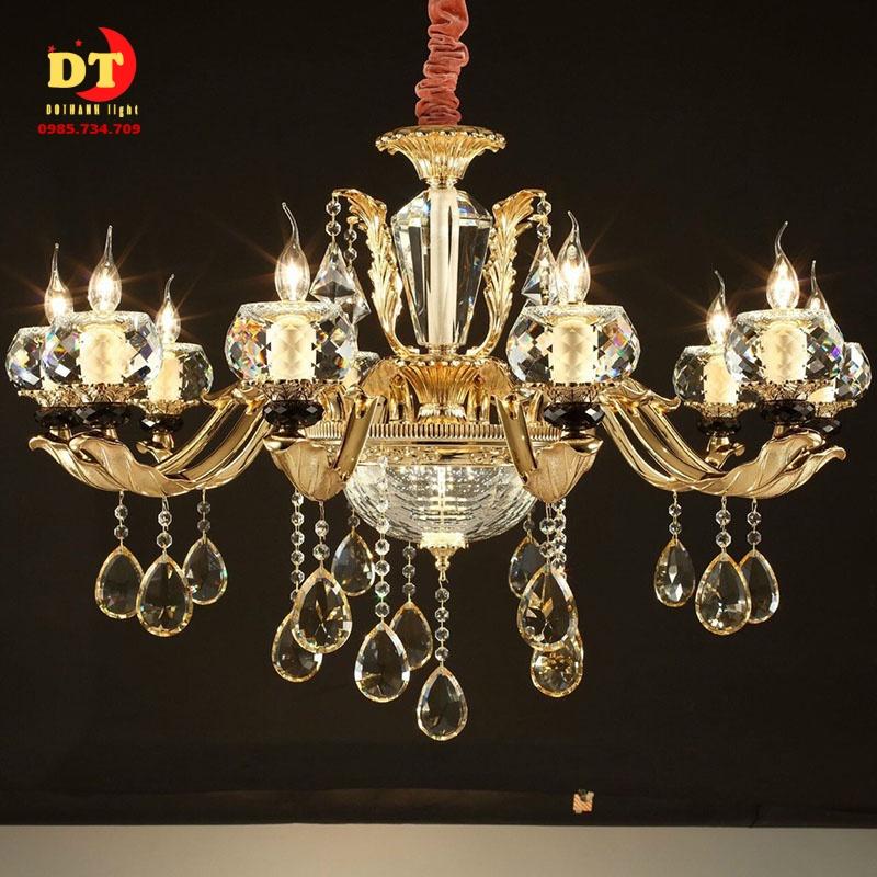 Đèn chùm nến phale cao cấp 15 tay phòng khách phong cách hiện đại DQM