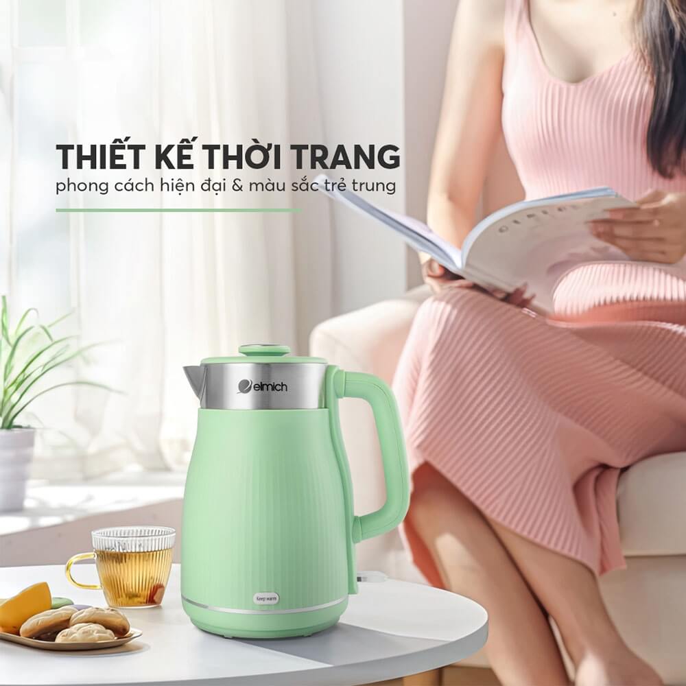 Ấm Đun Siêu Tốc Elmich KEE-8457 1.8L, Hàng Chính Hãng, Sôi Nhanh 45s, Công Nghệ Strix - JoyMall