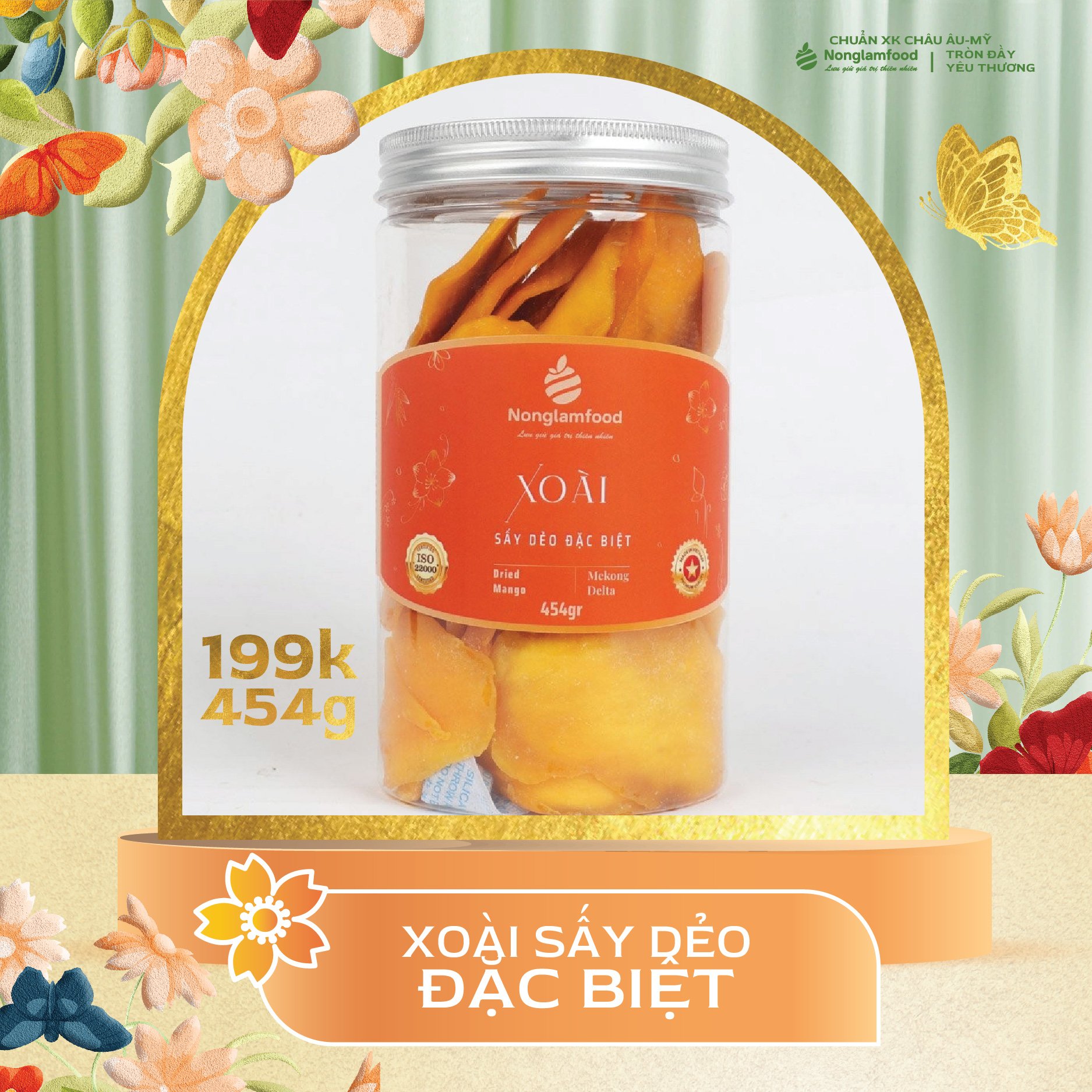 Xoài Sấy Dẻo Thượng Hạng Nonglamfood hũ 454g | Quà tặng cao cấp Xuân Giáp Thìn cho người thân, bạn bè, doanh nghiệp