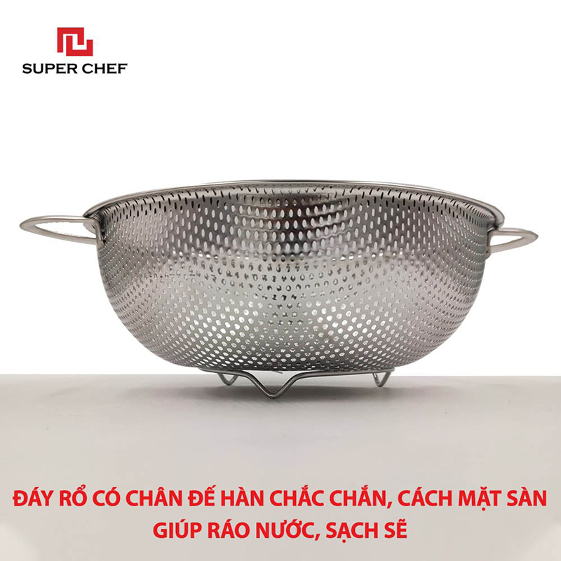 Rổ inox Super Chef 28.5cm 2 quai SC-PHB0229