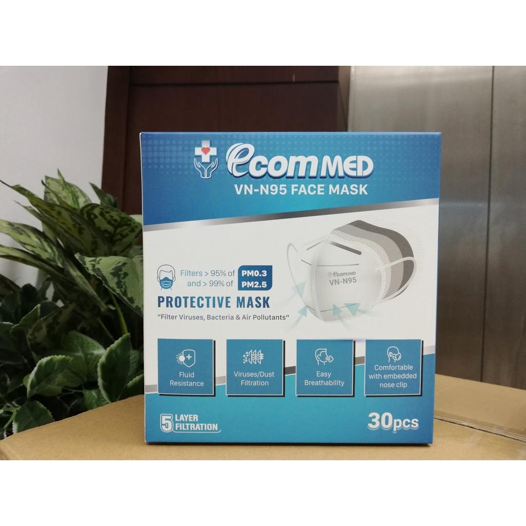 Combo 6 Hộp Khẩu Trang N95 EcomMed - Tặng thêm 2 hộp 10 cái - Đạt chuẩn FDA