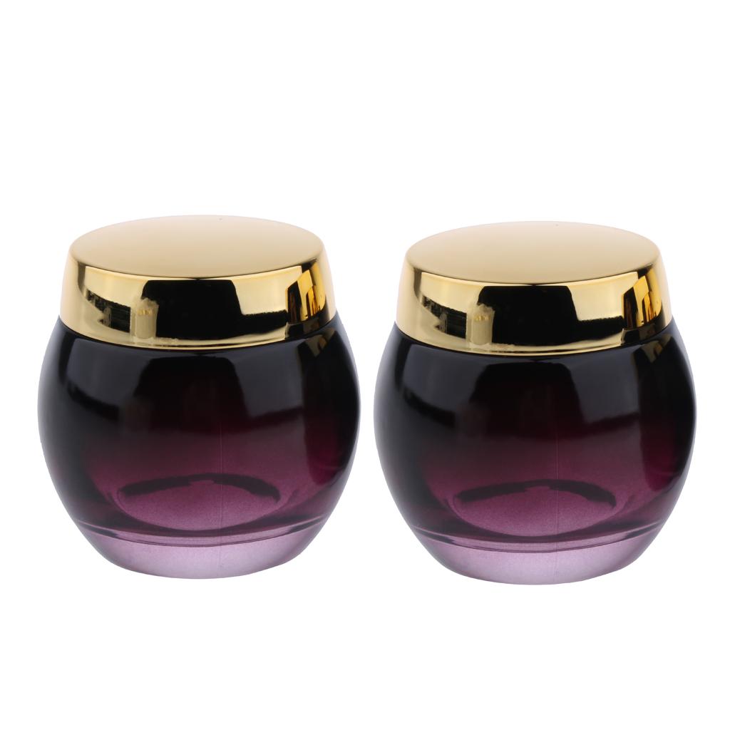 2Pcs 120g Glass Mask Jar Cream Containers Cosmetic Empty Can Sample Bottle - Purple Gradient Bottle Body - Refillable/Reusable