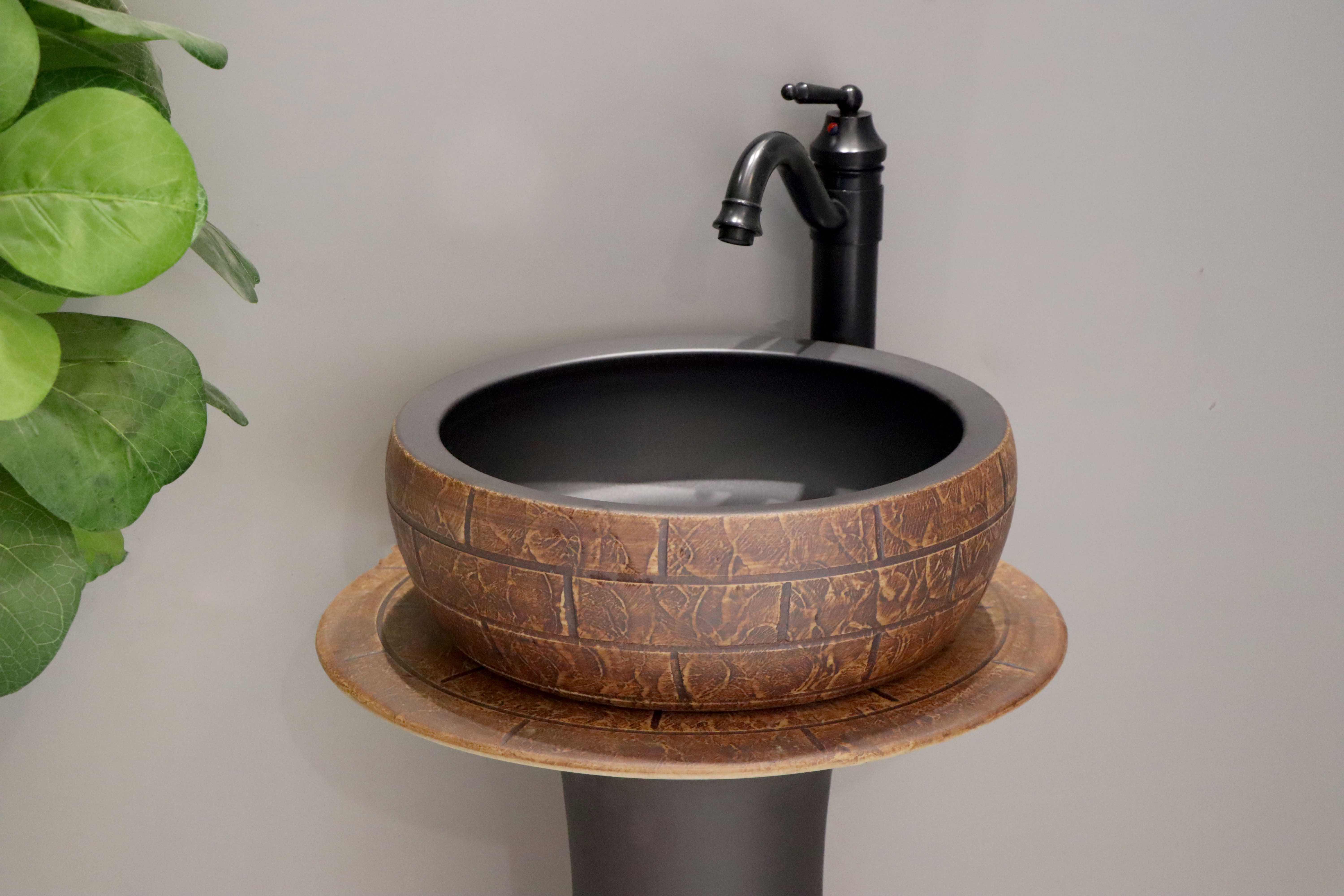 Chậu sứ mỹ thuật chậu lavabo chậu có chân EVEREST EV-CĐC01