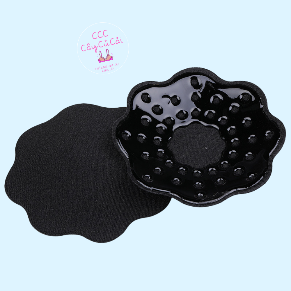 Cặp miếng dán đầu ti, miếng dán ngực,miếng dán nhũ chất liệu da xốp kính đáo hình hoa mai - DON041