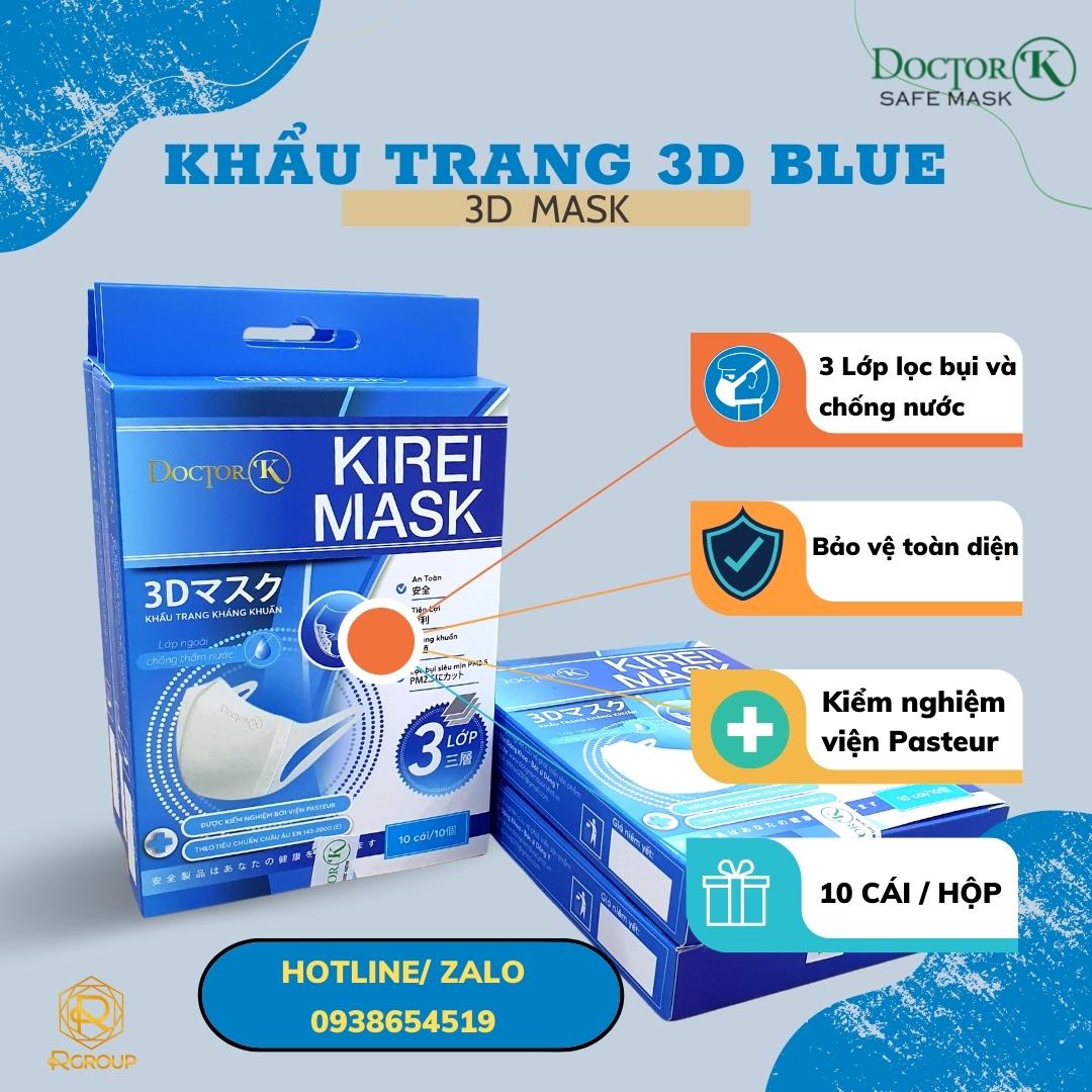 &lt; 1 Hộp 10 CÁI&gt; Khẩu trang kháng khuẩn 3D Mask  người lớn- Sản xuất chuẩn theo Form 3D Unicharm Nhật Bản - thương hiệu Doctor K - an tâm sử dụng