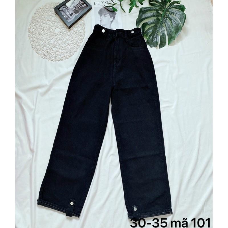 Quần baggy jean nữ lưng cao size đại kiểu lai gấp