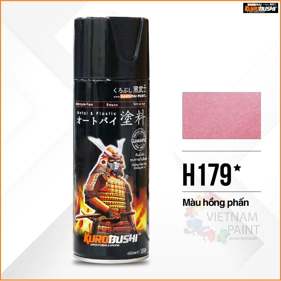 COMBO Sơn Samurai màu hồng phấn H179 gồm 4 chai đủ quy trình độ bền cao, đep (Lót - Nền 124 - Màu H179 - Bóng