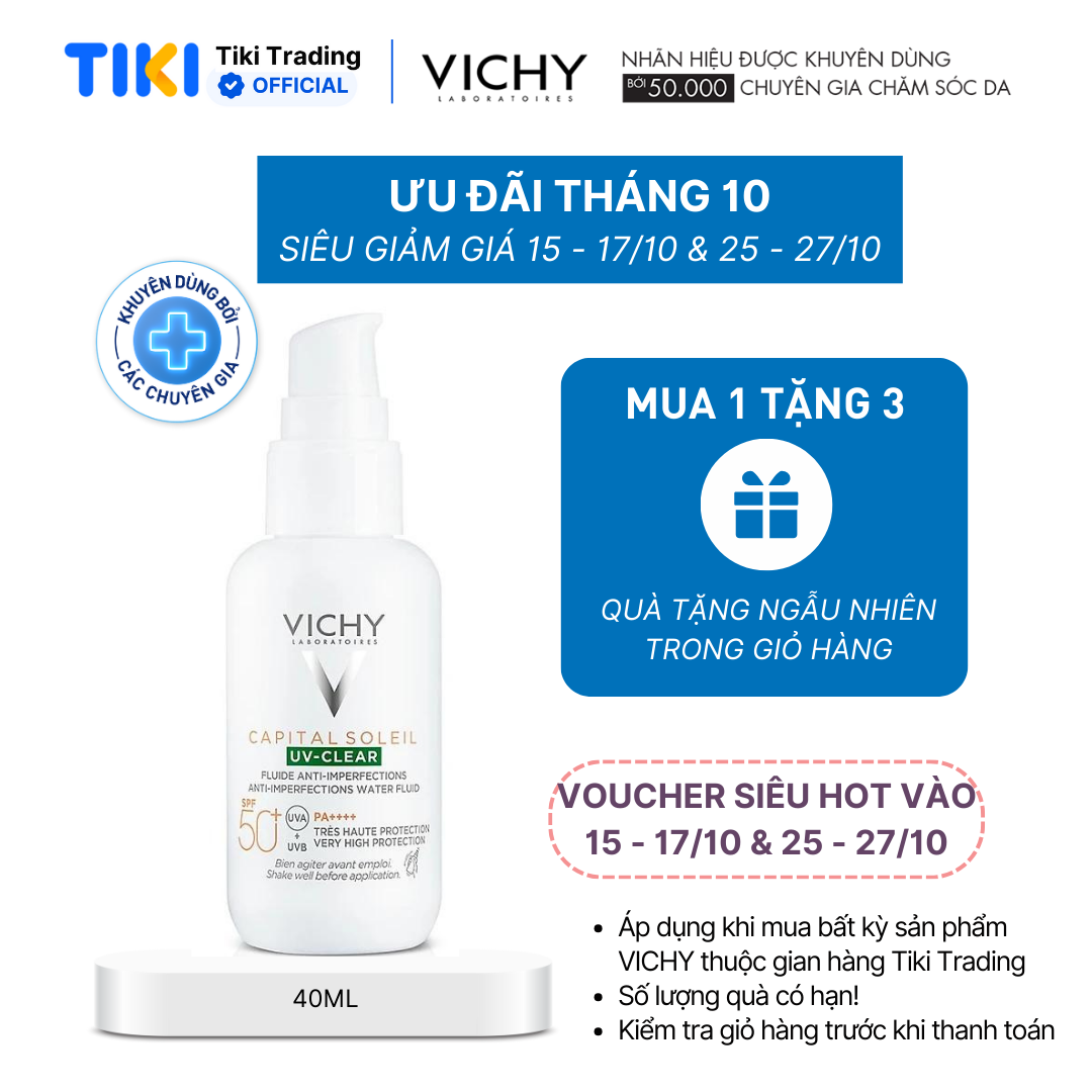 Kem chống nắng dành cho da dầu mụn Vichy UV-Clear Anti-Imperfections 40ml