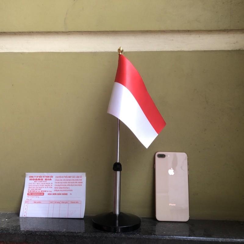 Cờ để bàn inox đen đơn Quốc kỳ Indonesia