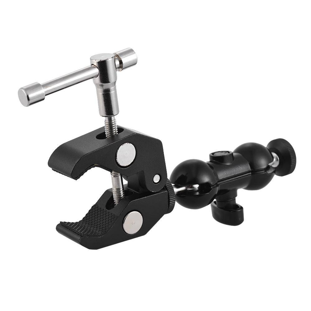 Dual Ballhead Arm Super Clamp Mount Multi-functional Double Ball Adapter for DSLR Camera Monitor LED Video Light