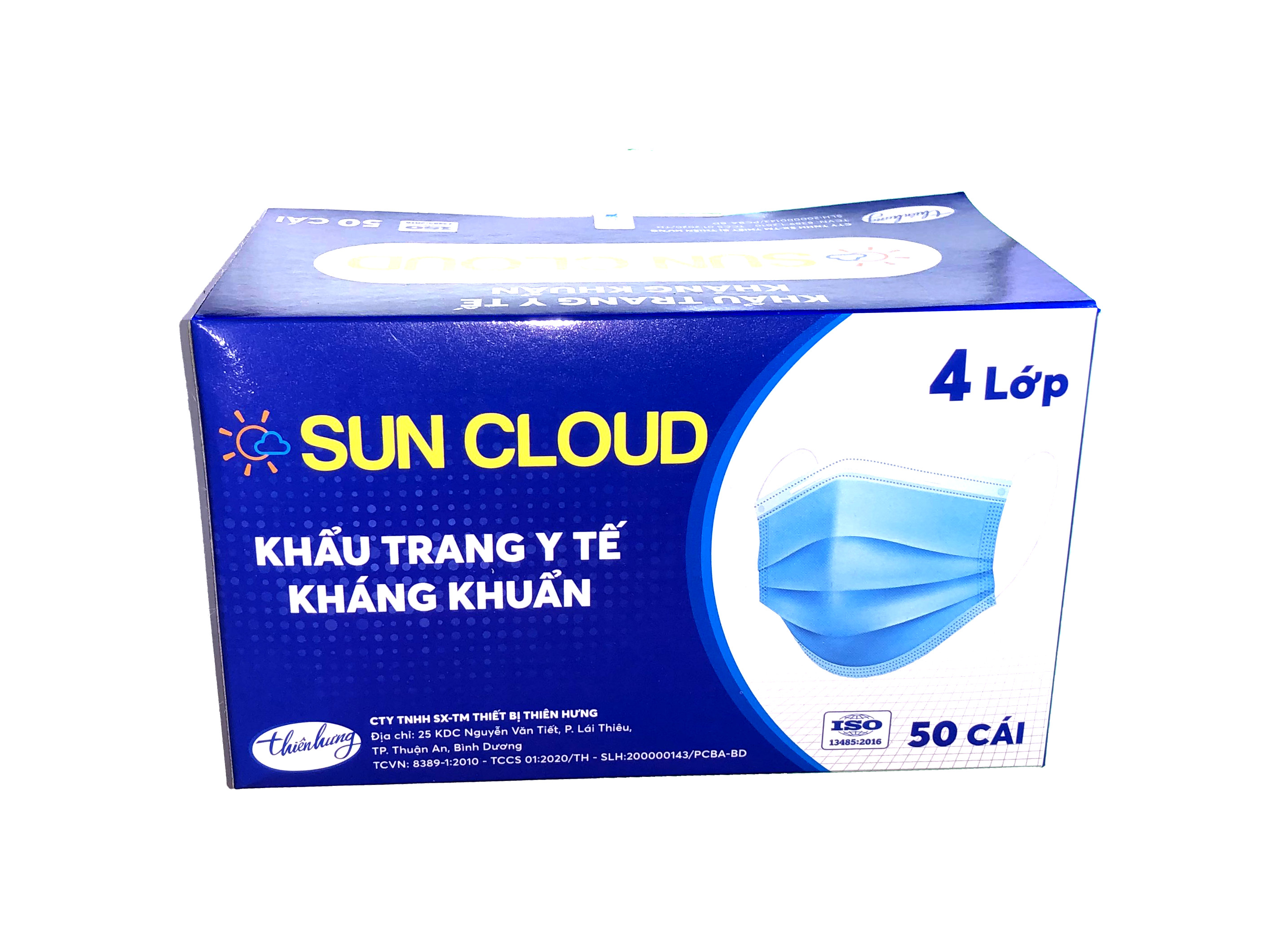 Khẩu Trang Y Tế Cao Cấp SUN CLOUD - 4 Lớp Kháng Khuẩn / 99% Lọc Khuẩn, Bụi, Virus Tốt Nhất / Người Lớn