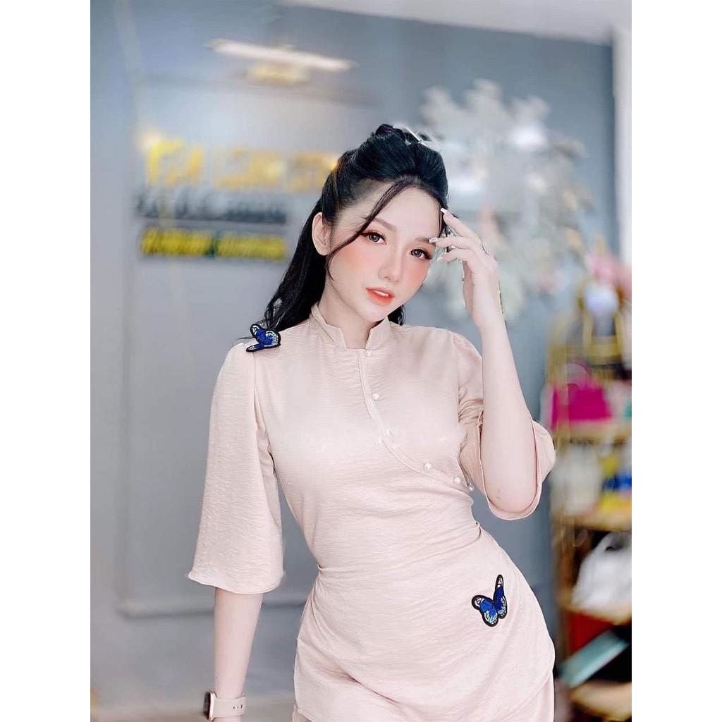 ĐỒ LAM ĐI CHÙA Đẹp Cao Cấp Trang Nhã Chất Vải Đũi Họa Tiết Con Bướm - AL008 - 2021 Dành Cho Phậ