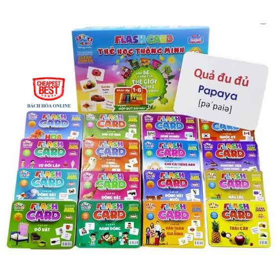 Bộ Flash Card Thẻ học thông minh 20 chủ đề, song ngữ Anh-Việt