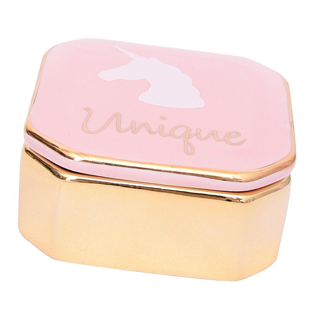 Mini Travel Jewelry Ceramic Box Cosmetic Makeup Display Organizer Case Pink