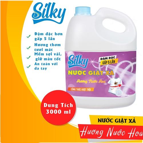 SILKY Nước Giặt Xả 2 trong 1 Hương Nước Hoa -Công Thức Vượt Trội, Đậm Đặc Gấp 5 Lần, Hương Thơm Lưu Giữ Cả Ngày, Can 3L.