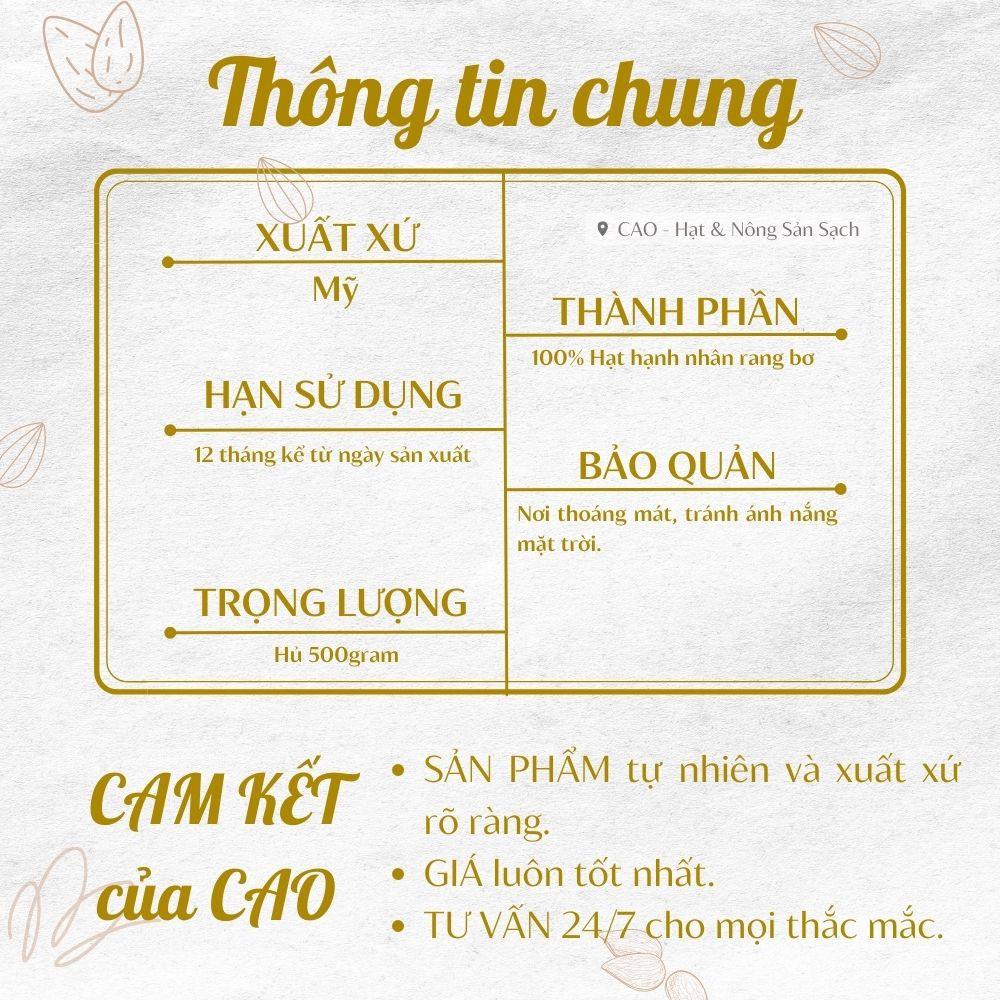 Hạt hạnh nhân rang bơ vỏ mỏng CAO Food nhập khẩu chính ngạch từ Mỹ, hạt siêu thơm giòn và dinh dưỡng