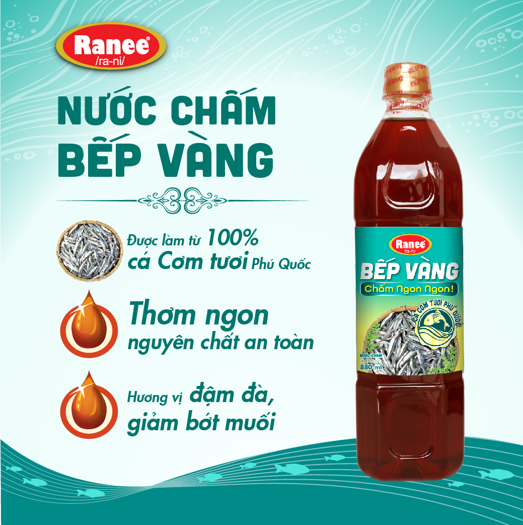 Nước chấm Cá Cơm Bếp Vàng siêu tiết kiệm 880m tặng kèm muỗng inox