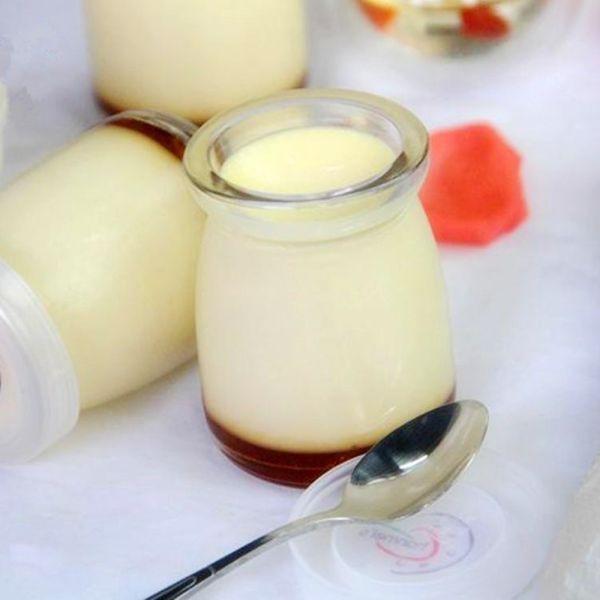 Hủ Pudding Lùn 100ml Thủy Tinh Kèm Nắp Nhựa Trắng Siêu Xinh - Dùng Làm Pudding - Sữa Chua - Tráng Miệng
