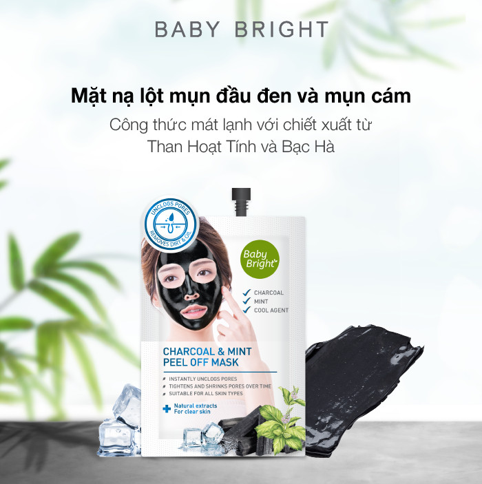 Mặt nạ lột than đá và bạc hà Baby Bright Charcoal and Mint Peel Off Mask 10g