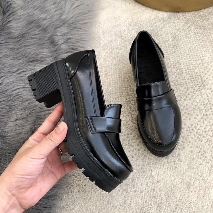 Giày Mũi Tròn Đế Dày 8cm Phong Cách Anh Quốc Cá Tính