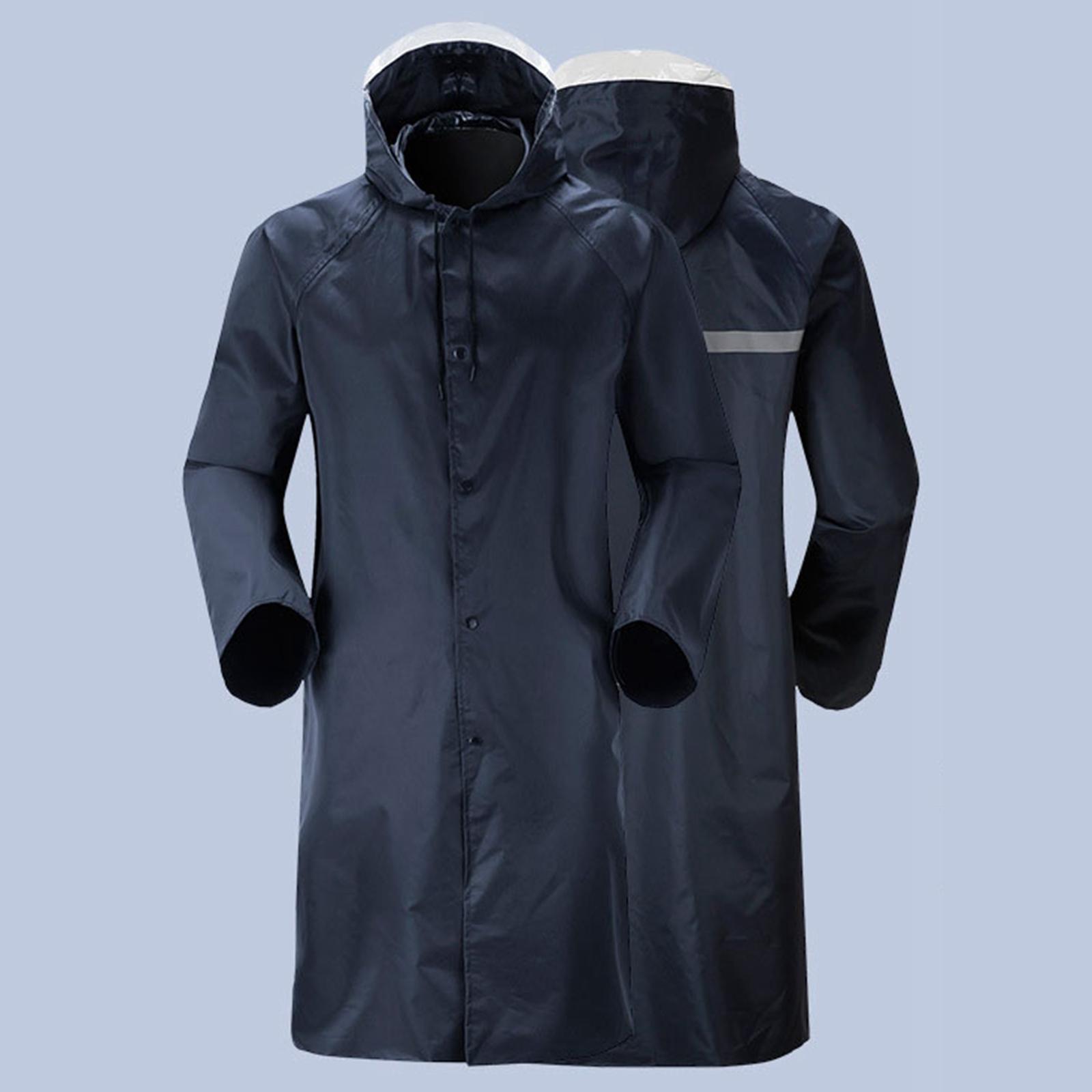 Waterproof Hooded Rain Jacket Lightweight Windproof Outdoor Long Raincoat L