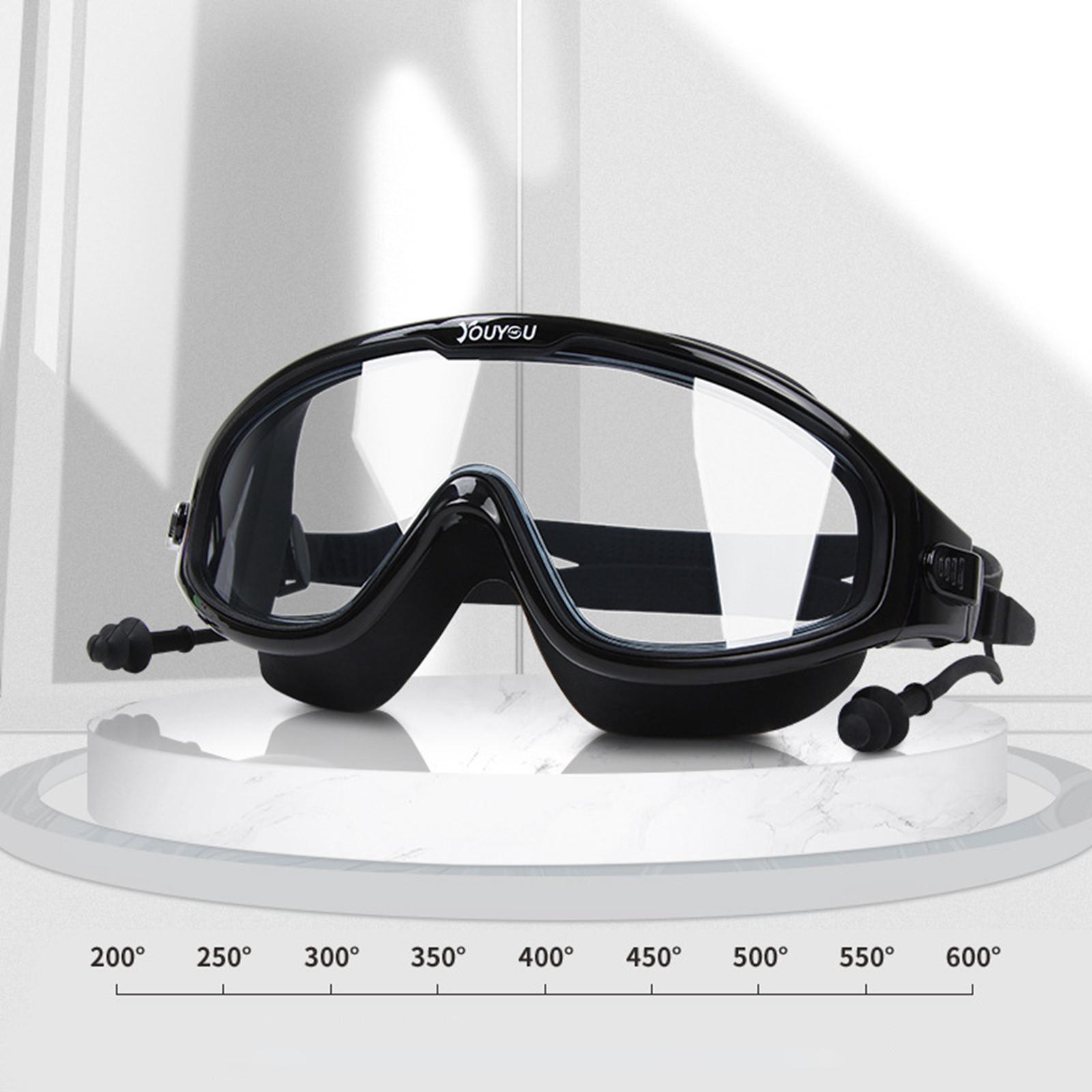 Swimming Goggles for Men Women Adjustable Comfortable Wide View Swim Glasses Large Frame Swim Goggles with Earplugs Waterproof No Leaking