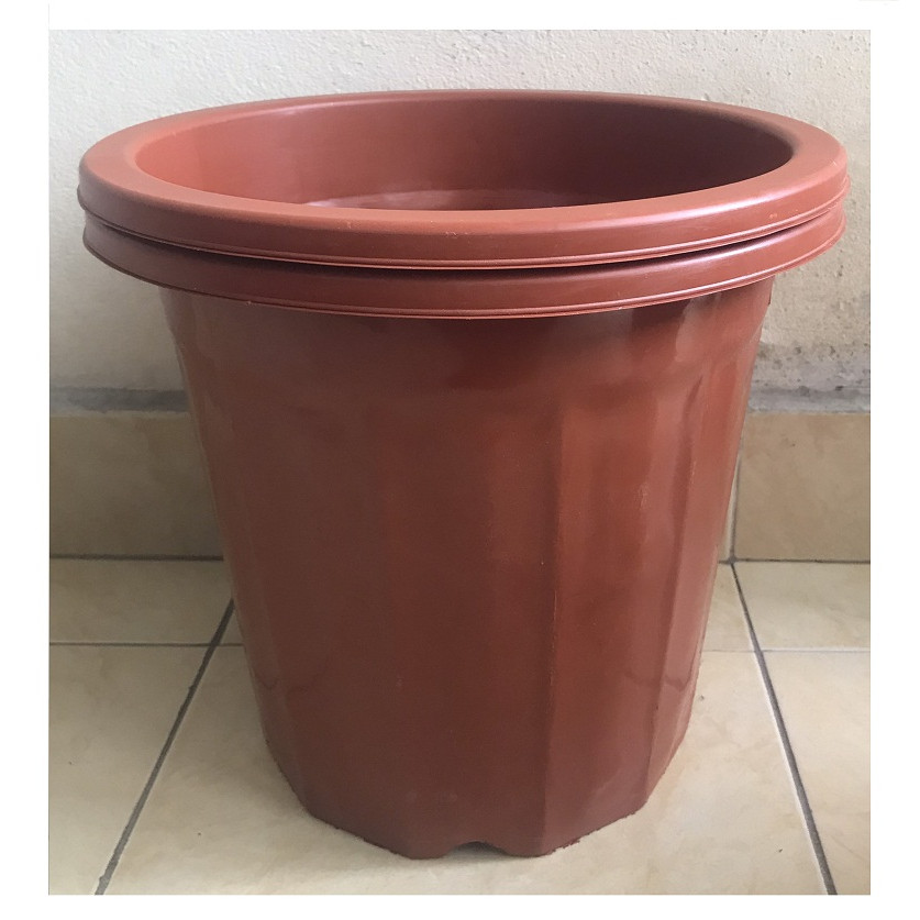 2 Chậu Nhựa Trồng Hoa, Cây Cảnh E350 CN Màu Nâu