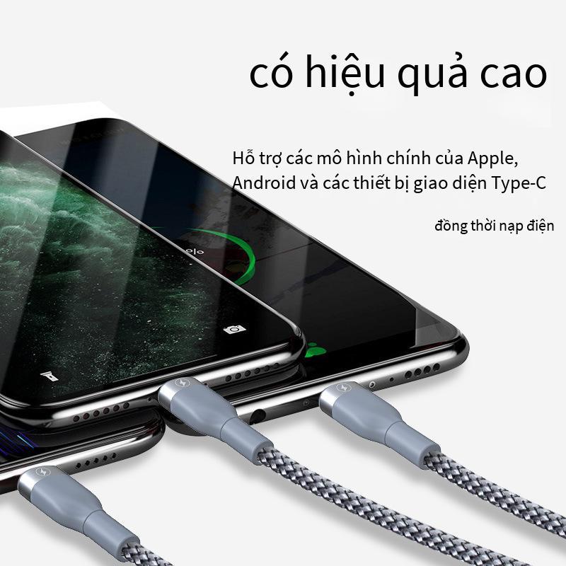 Rui tốc độ đặc biệt tương thích hoàn toàn Cáp dữ liệu điện thoại di động ba trong một 5A dệt đa năng sạc nhanh một lần kéo ba cáp dữ liệu 65W