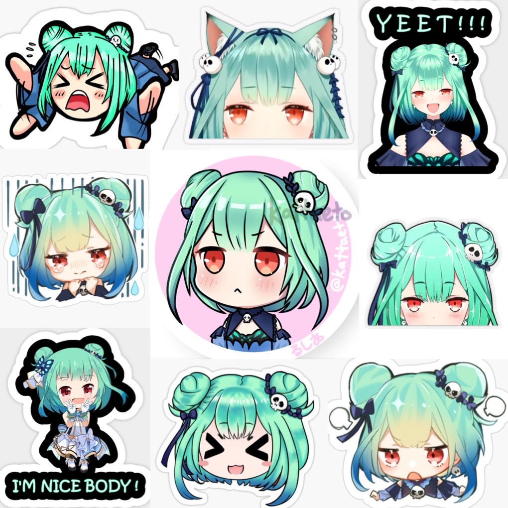 Ảnh Sticker Uhura rushia 30-60 cái ép lụa khác nhau/Hình dán Vtuber uhura rúhia