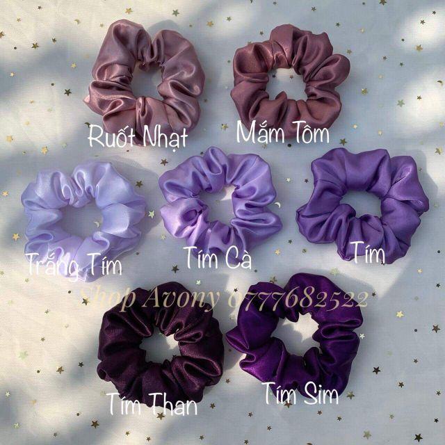 Cột tóc vải Scrunchies vải phi sắc màu