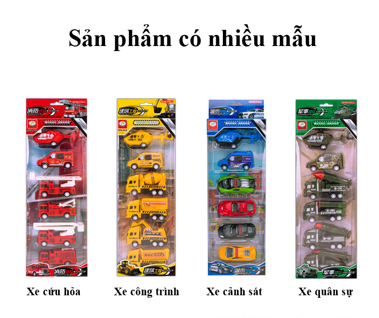 [Set 6] Đồ Chơi Mô Hình Ô Tô, Bộ 6 Xe Đồ Chơi Dây Cót