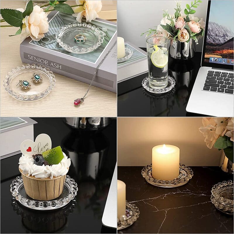 Chân Nến, Ly Đựng Nến, Đĩa Nến Tròn Bằng Thủy Tinh Trong Suốt Decor Trang Trí