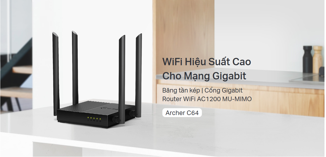 Router WiFi AC1200 4 ăng-ten Gigabit MU-MIMO Archer C64/Archer C50/Archer C54 - Hàng chính hãng
