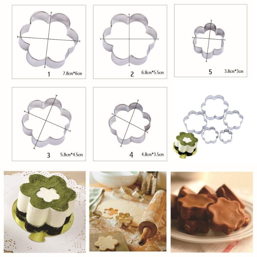 Khuôn RING Mousse Nhấn Cookies Cutter Hình Hoa Dụng Cụ Làm Bánh Quy - CBQUYHOA5P