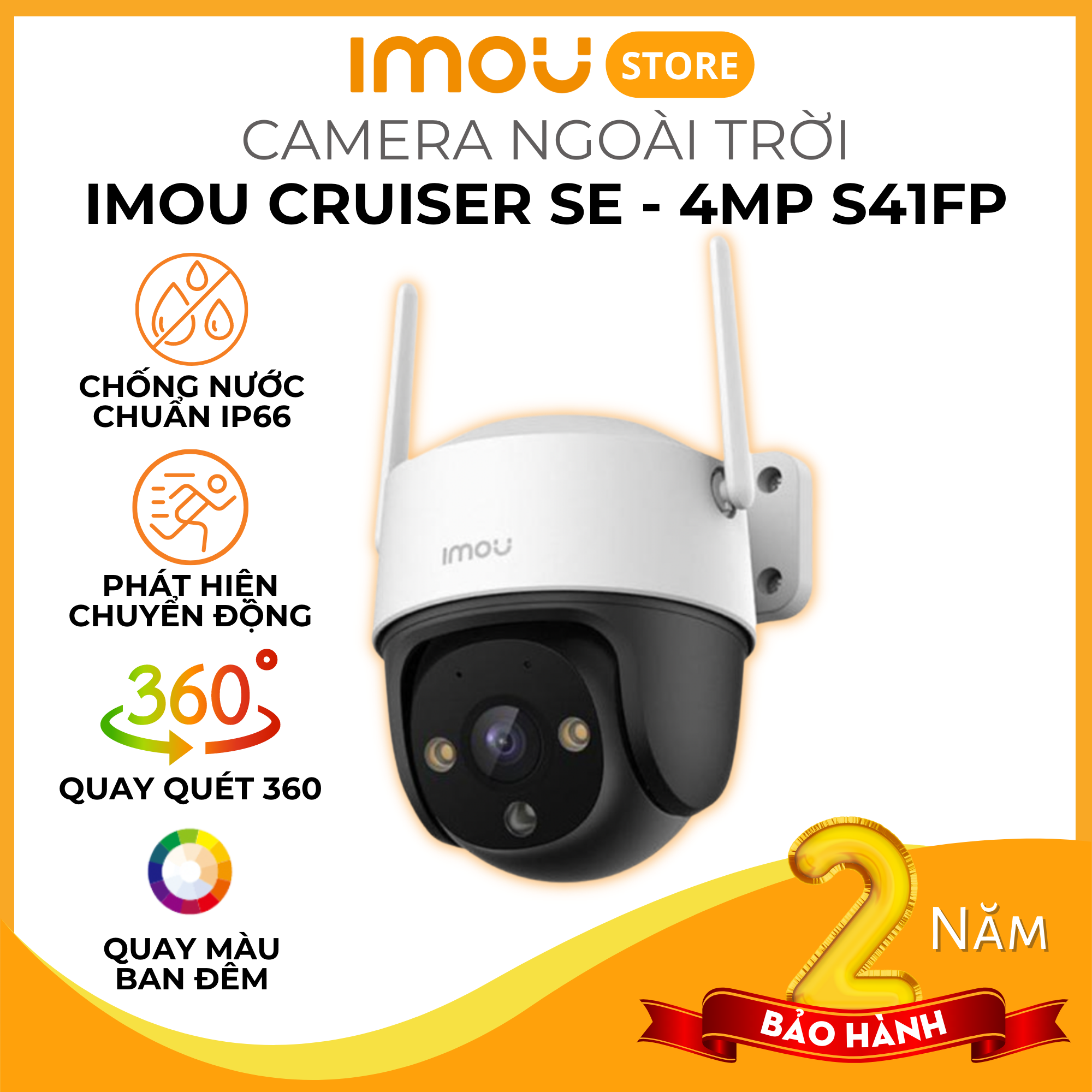 Camera IP wifi ngoài trời IMOU Cruiser SE 2MP/4MP - Hàng Chính Hãng