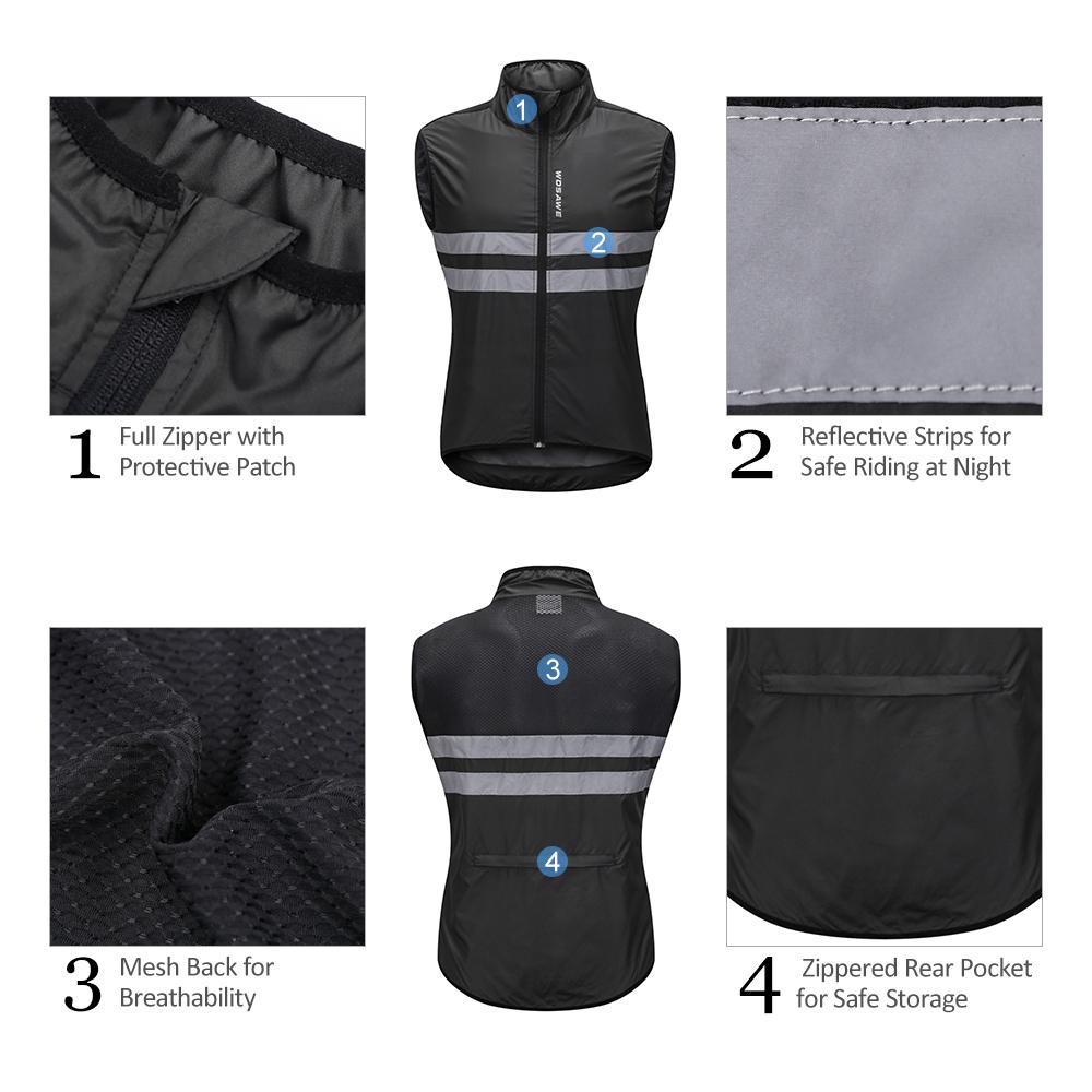 Áo khoác không tay đi xe đạp Jersey chống gió thoáng khí dành cho Nam Nữ