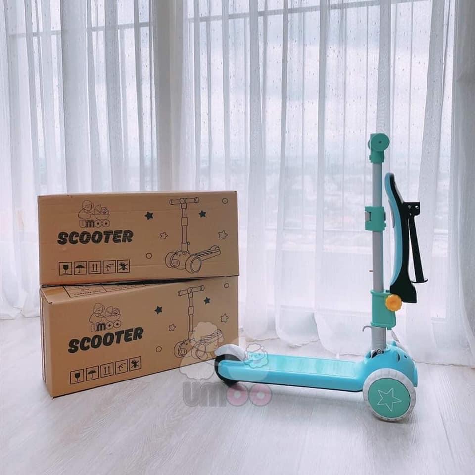 Xe trượt chòi chân Scooter Umoo cho bé 1-5 tuổi nâng hạ độ cao, bánh xe có đèn phát sáng