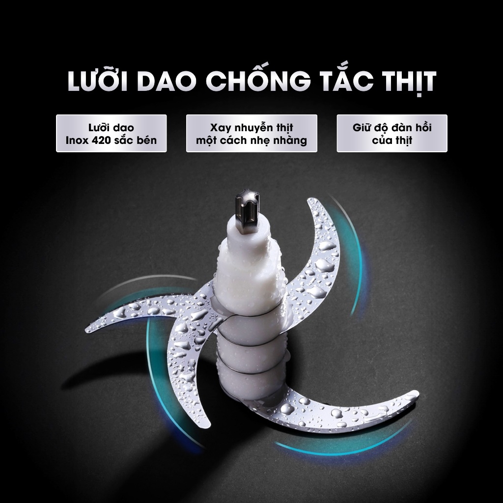 Máy Xay Thịt 2 Cối inox &amp; Thủy Tinh Kalite KM355 (Model 2024) Đa năng, 2.0L - Công Suất 300W, Kèm Dụng Cụ Bóc Tỏi- Hàng Chính Hãng