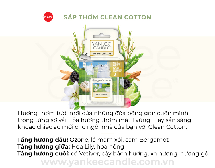 Sáp thơm xe Yankee Candle - Clean Cotton