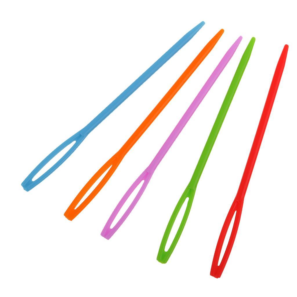 3x 100pcs 7cm Multicolor Plastic Sewing Threading Darning Needles Cross Stitch