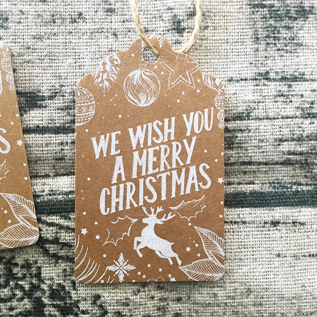 100pcs Set Christmas Kraft Paper Labels Christmas Hanging Gift Tags
