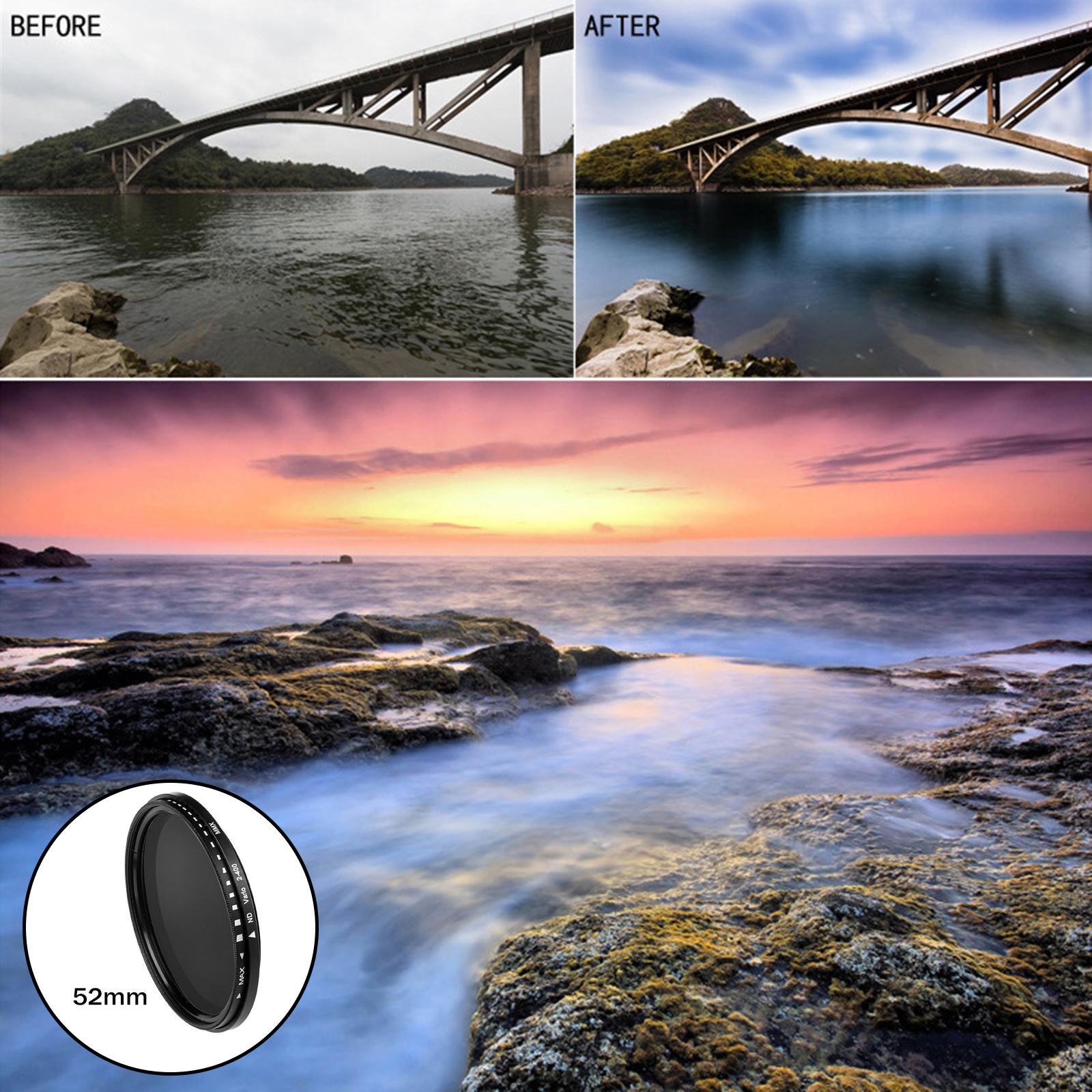 2 Pcs ND2 to ND400 Slim Fader Variable Adjustable ND Filter Optical Glass