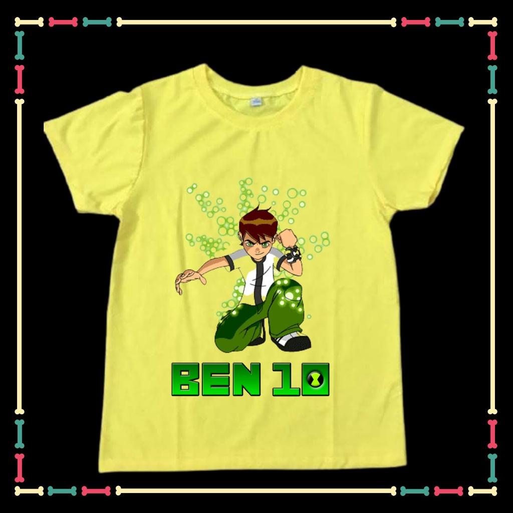 Áo Phông Benten Ben10 tay ngắn cổ tròn cho trẻ em Vải thun Thái co giãn 4 chiều