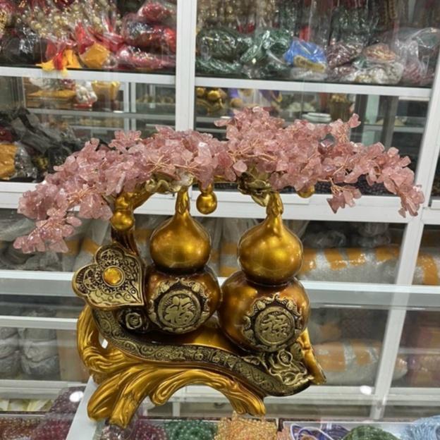 Cây Đá Tài Lộc Hồ Lô Đôi Phong Thủy Để Bàn - Cao 35cm