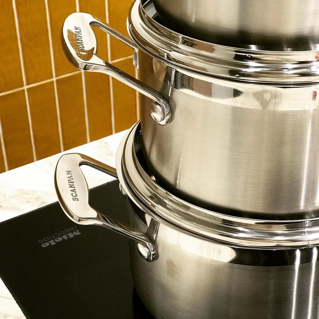 Bộ 3 nồi inox đáy từ 3 lớp Scanpan Impact 71070000, tay cầm chống nóng, dùng cho tất cả các loại bếp, máy rửa bát