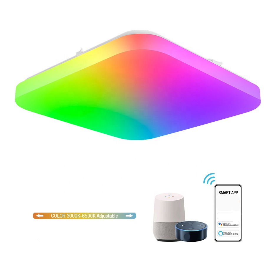 Đèn Trang Trí Cao Cấp Ốp Trần Wifi  Đổi Màu Theo Nhạc Điều Khiển Trên Ứng Dụng Tuyasmart SHP-HUE9
