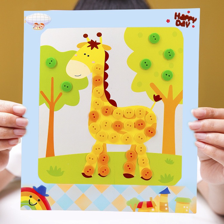 Combo 10 tranh nút vẽ trẻ em mẫu giáo vẽ tay nút vẽ, Đồ chơi kỹ năng sáng tạo thủ công tự làm cho bé - Quà tặng phát triển kỹ năng cho bé