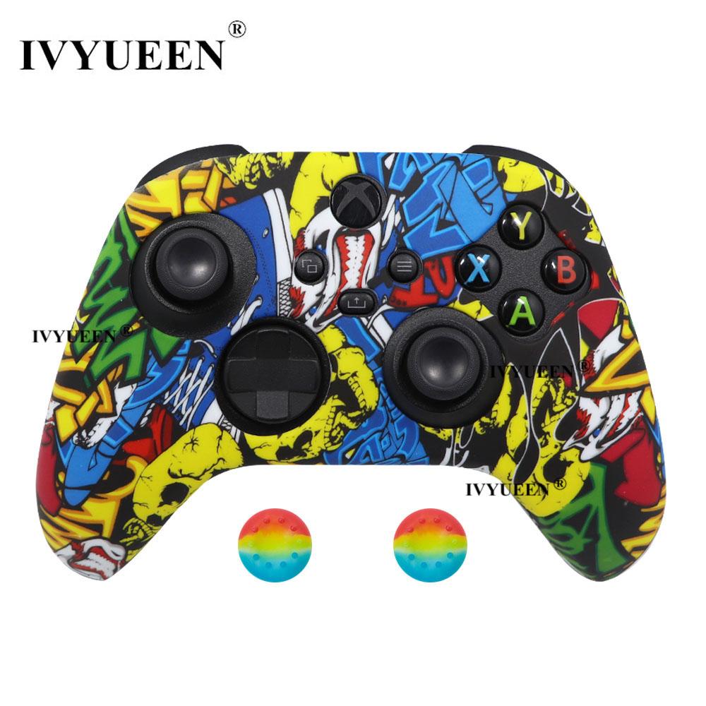 Vỏ silicone mềm cho Xbox Series X S Bộ điều khiển bảo vệ da Gamepad Skin Cao su Grips Cap M tay Khẩu hiệu che màu Shell: Graffiti D